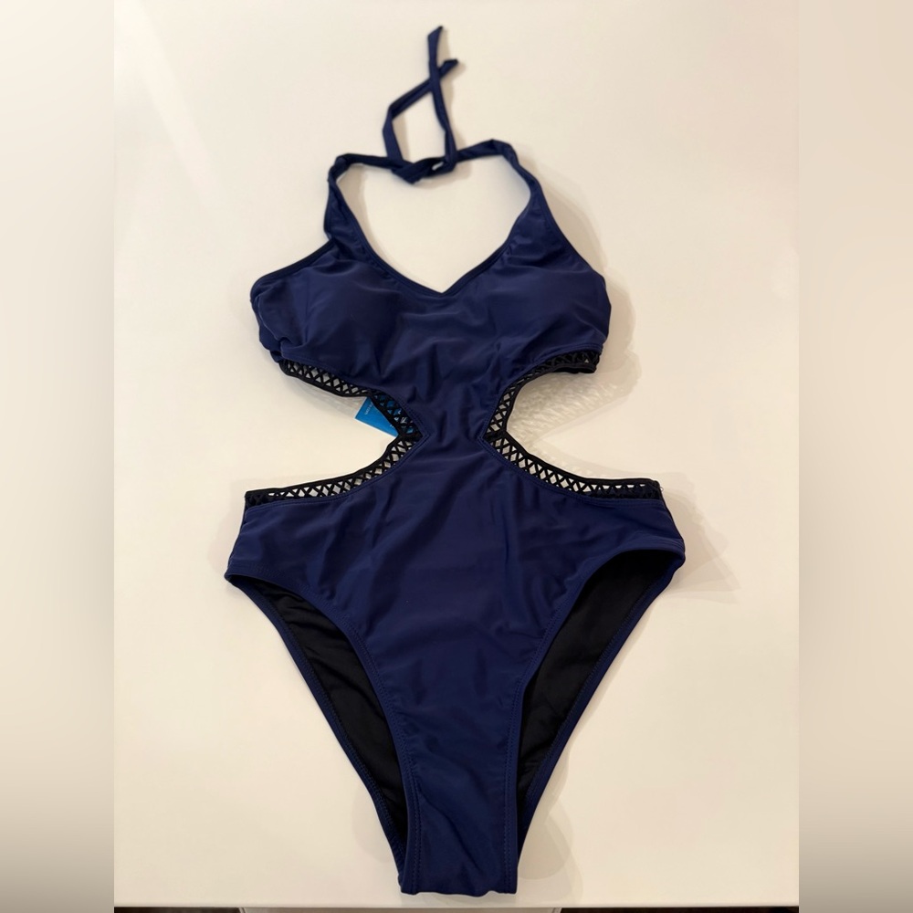 Cupshe Midnight Blue Halter Cut-Out One Piece